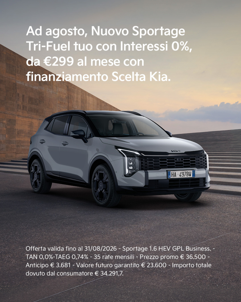 Nuovo Sportage tuo con Interessi zero, Anticipo zero, da € 299 al mese
