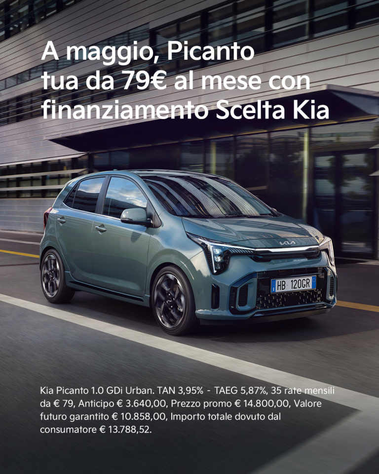 KIA PICANTO TUA DA € 79 CON FINANZIAMENTO SCELTA KIA